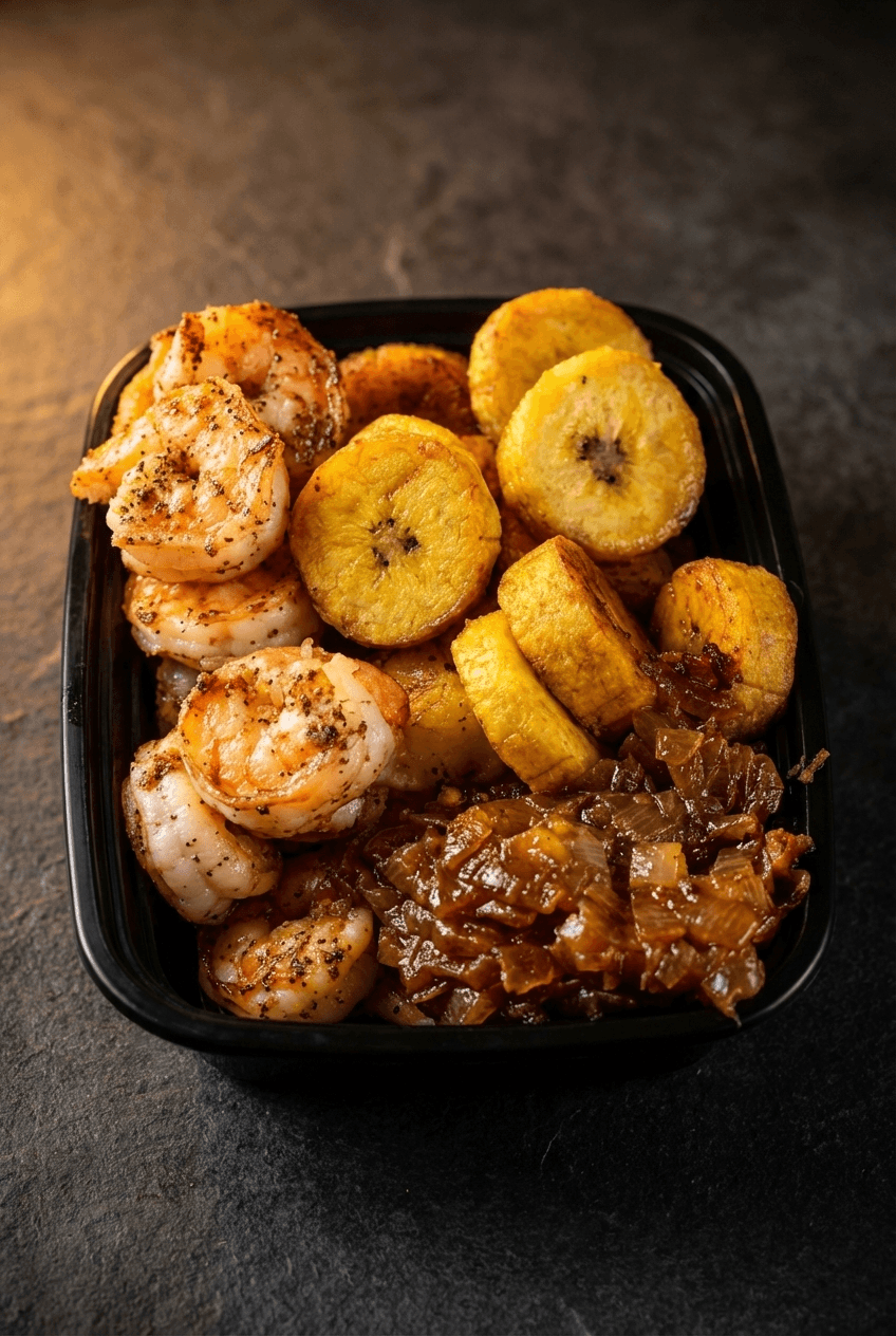 Shrimp with plantains